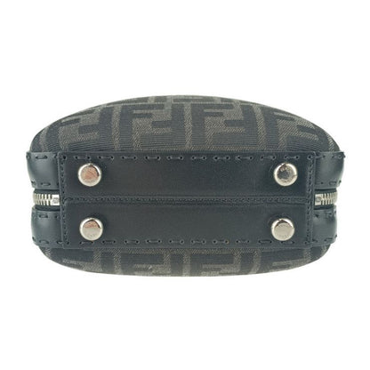 Fendi Shoulder Bag Zucca Mini Travel 7va552 Gray Black Canvas Leather Ladies