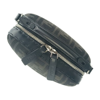 Fendi Shoulder Bag Zucca Mini Travel 7va552 Gray Black Canvas Leather Ladies