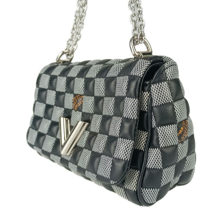 Louis Vuitton Damier Twist BB N40221 Black White Calf Leather Women Nicolas