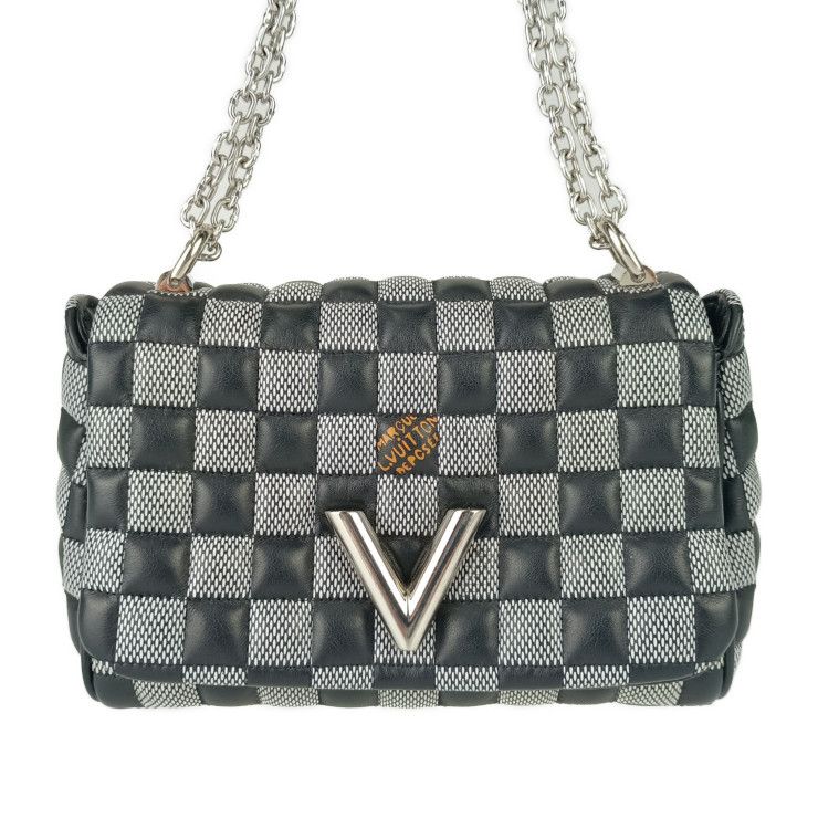 Louis Vuitton Damier Twist BB N40221 Black White Calf Leather Women Nicolas