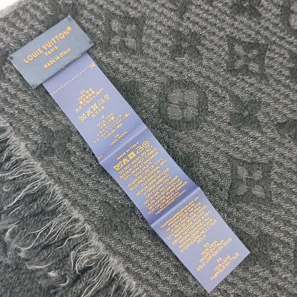 Louis Vuitton Scarf Monogram Classic M70520 Black 100% Wool Men's Fringe