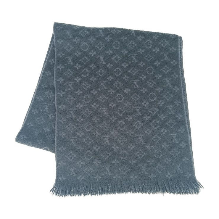 Louis Vuitton Scarf Monogram Classic M70520 Black 100% Wool Men's Fringe
