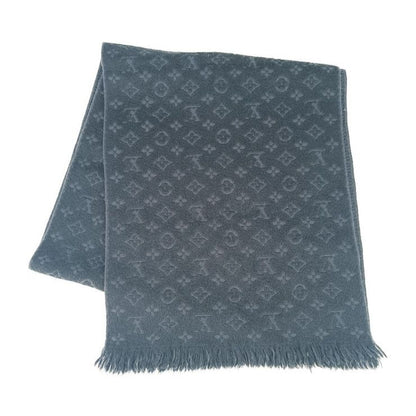 Louis Vuitton Scarf Monogram Classic M70520 Black 100% Wool Men's Fringe