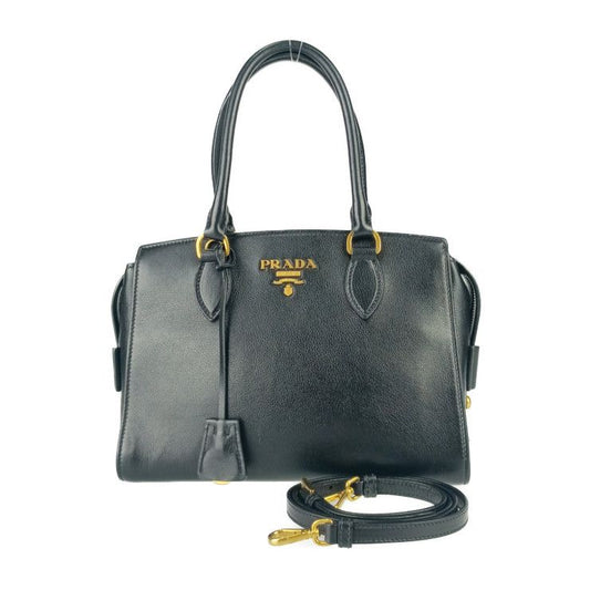 Prada Handbag 2WAY Bag 1ba164 Black Gold Hardware Calf Leather Ladies Shoulder