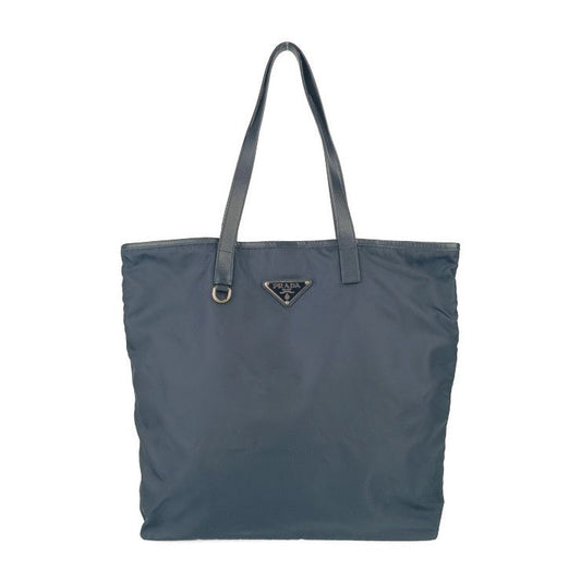 Prada Tote Bag Tote Bag Br4371 Navy Nylon Leather Unisex Shoulder Bag Triangle