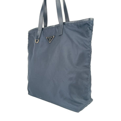 Prada Tote Bag Tote Bag Br4371 Navy Nylon Leather Unisex Shoulder Bag Triangle