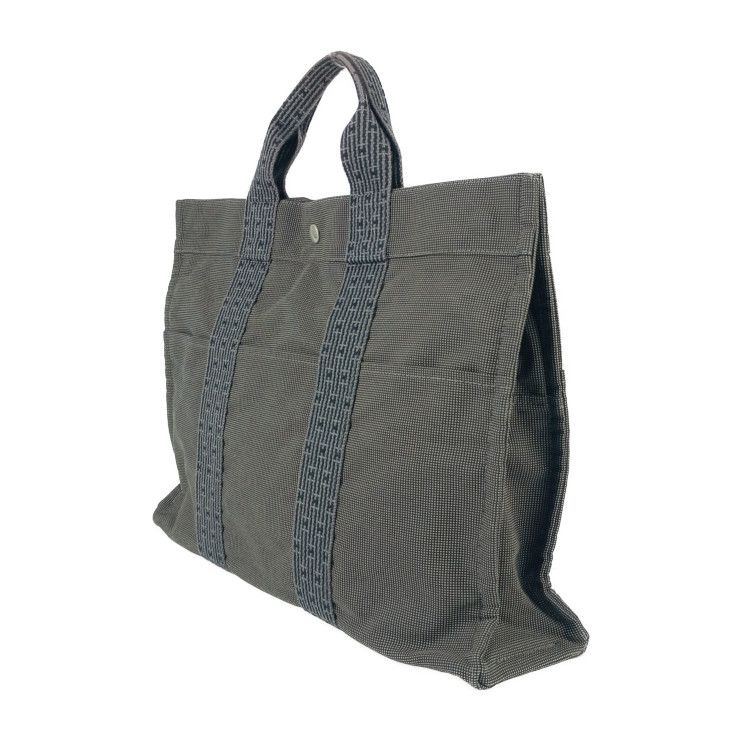 Hermes Tote Her Line Tote MM - Grey Silver Hardware Canvas Unisex Handbag