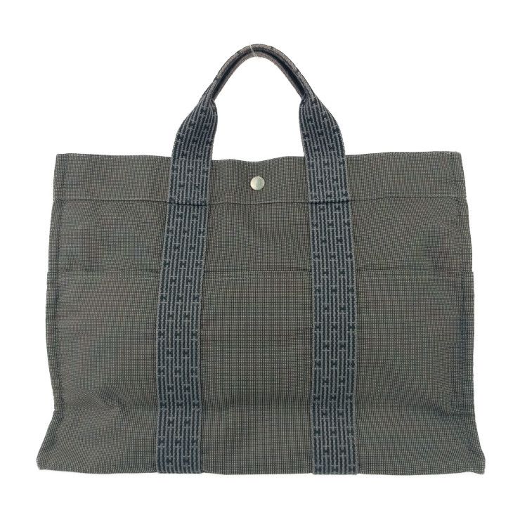 Hermes Tote Her Line Tote MM - Grey Silver Hardware Canvas Unisex Handbag