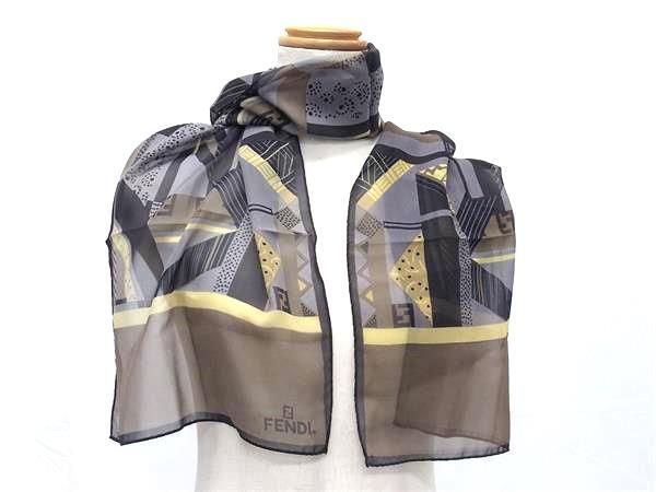 Fendi Scarf Shawl - Brownish And Multicolored 100% Silk Women's Chiffon Scarf