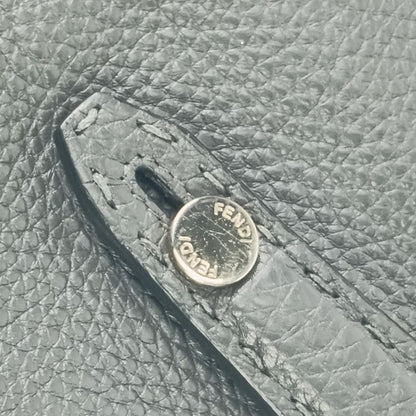 Fendi Clutch Bag Selleria 7m0225 Gray Silver Hardware Leather Men's Second Bag