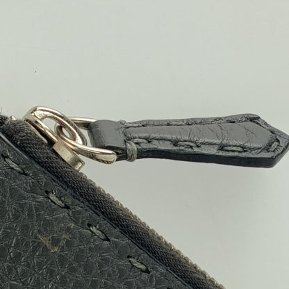 Fendi Clutch Bag Selleria 7m0225 Gray Silver Hardware Leather Men's Second Bag