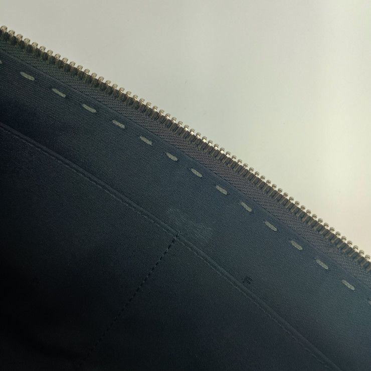 Fendi Clutch Bag Selleria 7m0225 Gray Silver Hardware Leather Men's Second Bag