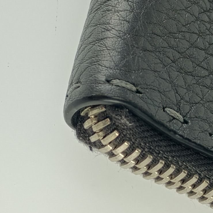 Fendi Clutch Bag Selleria 7m0225 Gray Silver Hardware Leather Men's Second Bag