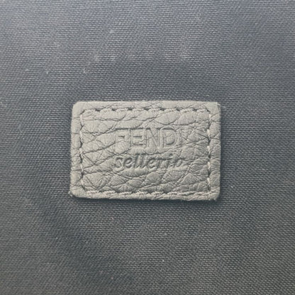 Fendi Clutch Bag Selleria 7m0225 Gray Silver Hardware Leather Men's Second Bag