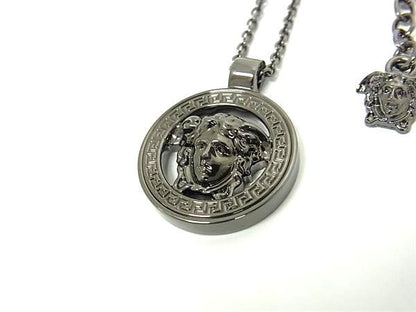 Versace Necklace 95 Medusa Greca - Gunmetal Metal Unisex Super Excellent
