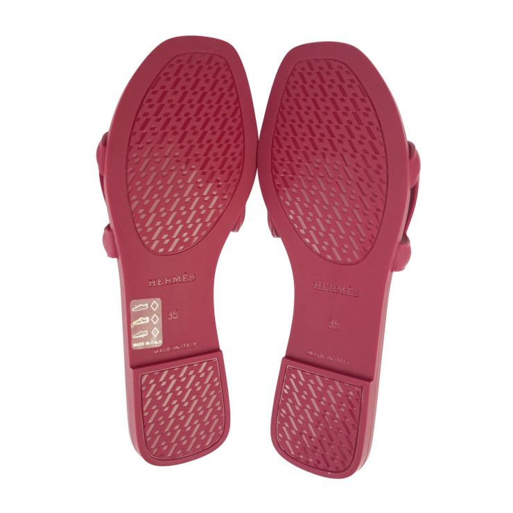 New Old Unused Display Hermes Sandals Aloha Chaine D'ancre - Bordeaux Rubber