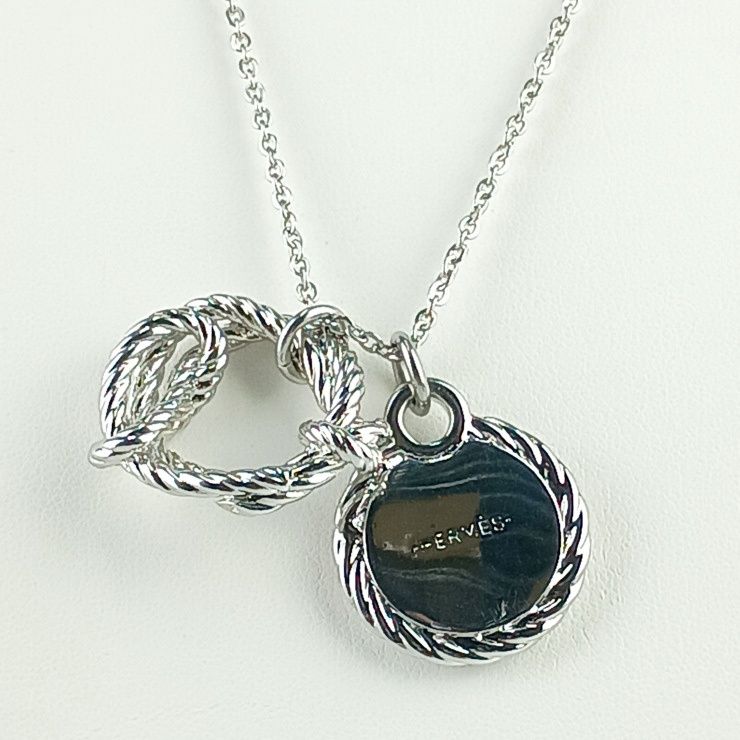 Hermes Necklace Cortaje Rope - Silver Metal Unisex Pendant Anchor Cordage