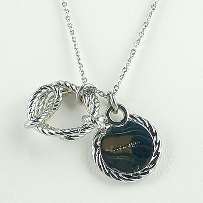 Hermes Necklace Cortaje Rope - Silver Metal Unisex Pendant Anchor Cordage