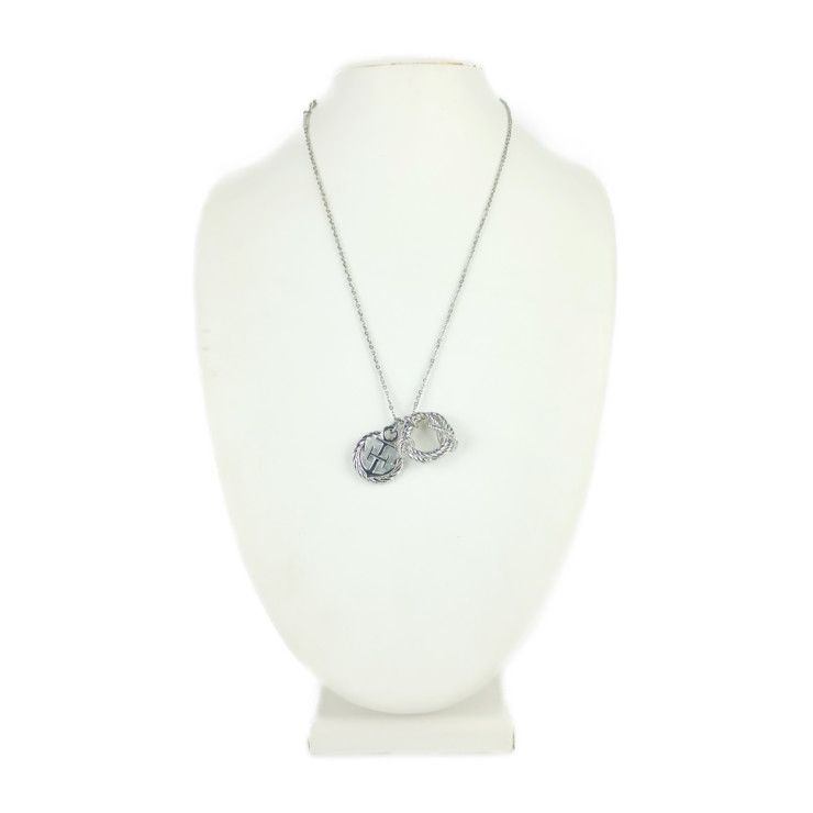 Hermes Necklace Cortaje Rope - Silver Metal Unisex Pendant Anchor Cordage
