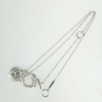 Hermes Necklace Cortaje Rope - Silver Metal Unisex Pendant Anchor Cordage