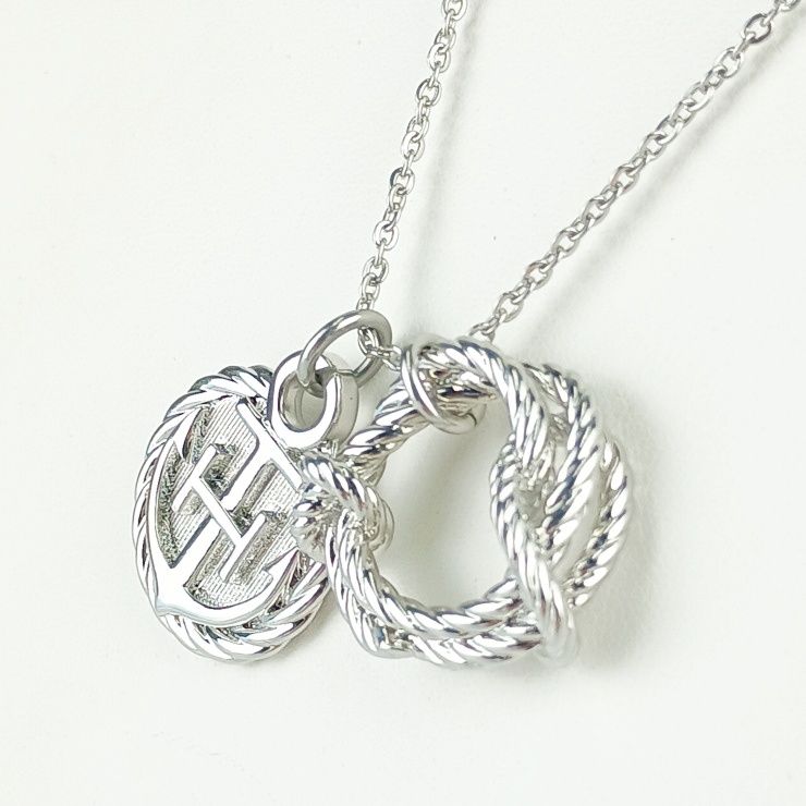 Hermes Necklace Cortaje Rope - Silver Metal Unisex Pendant Anchor Cordage