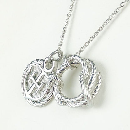 Hermes Necklace Cortaje Rope - Silver Metal Unisex Pendant Anchor Cordage