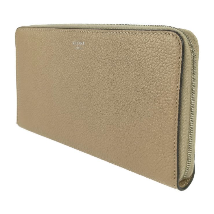 Celine Large Zipped Wallet - Beige Orange Red Silver Hardware Leather Women's