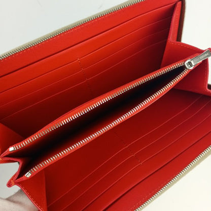 Celine Large Zipped Wallet - Beige Orange Red Silver Hardware Leather Women's