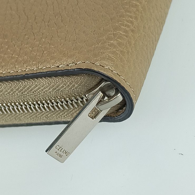 Celine Large Zipped Wallet - Beige Orange Red Silver Hardware Leather Women's