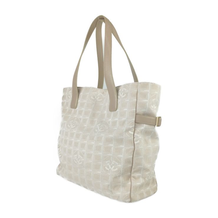 Chanel Tote New Travel Tote GM A15825 Beige Canvas Leather Ladies Shoulder Bag