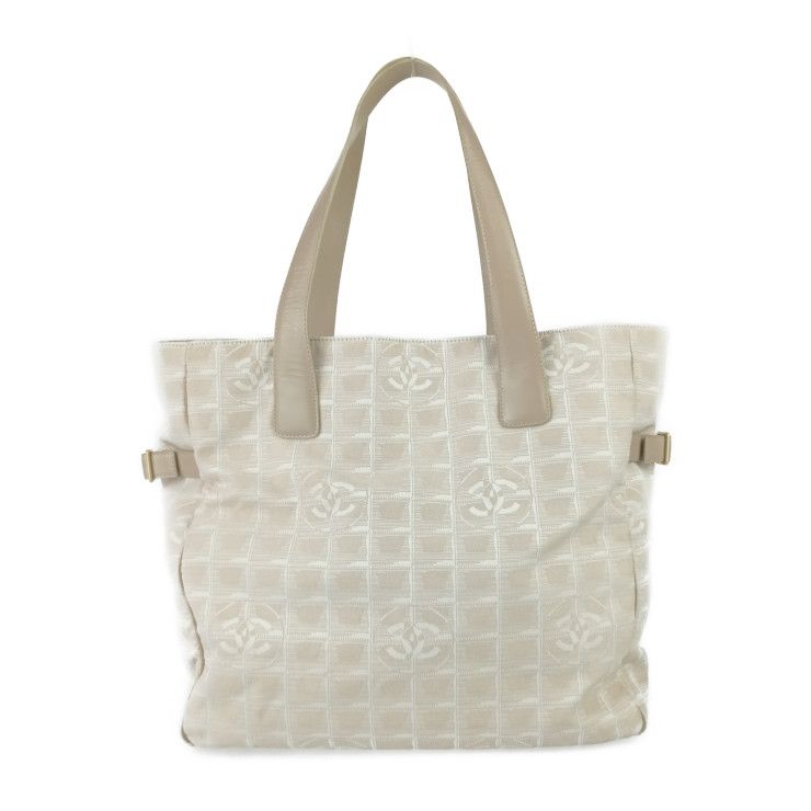 Chanel Tote New Travel Tote GM A15825 Beige Canvas Leather Ladies Shoulder Bag