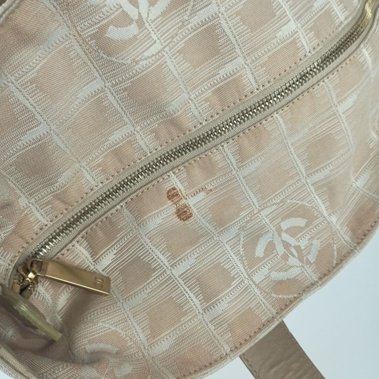 Chanel Tote New Travel Tote GM A15825 Beige Canvas Leather Ladies Shoulder Bag