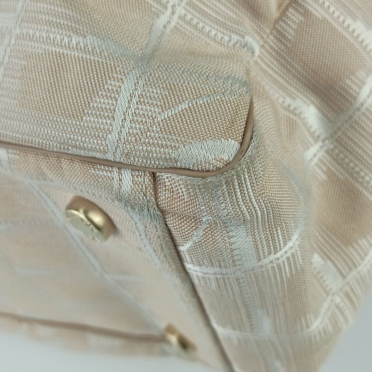 Chanel Tote New Travel Tote GM A15825 Beige Canvas Leather Ladies Shoulder Bag