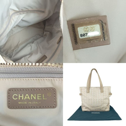 Chanel Tote New Travel Tote GM A15825 Beige Canvas Leather Ladies Shoulder Bag