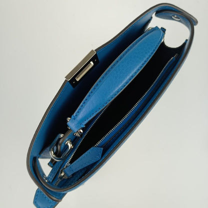 Fendi Handbag Beekaboo ICU 7va582 AMA3 F1js5 Blue Calf Leather Silver Hardware