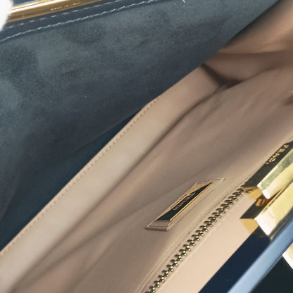 Fendi Handbag Peekaboo Regular Selleria 8bn290 Navy Orange Leather Women's Gold