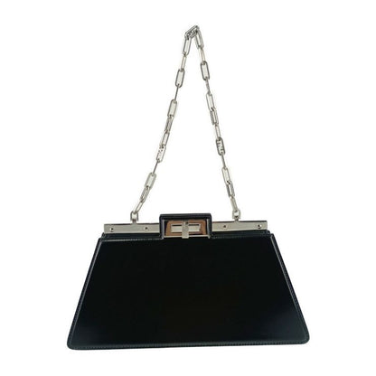 Fendi Shoulder Bag PEEK A BOO CUT Medium 8bn340 ANSC Black Leather Women Silver