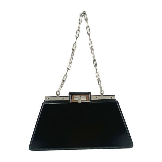 Fendi Shoulder Bag PEEK A BOO CUT Medium 8bn340 ANSC Black Leather Women Silver