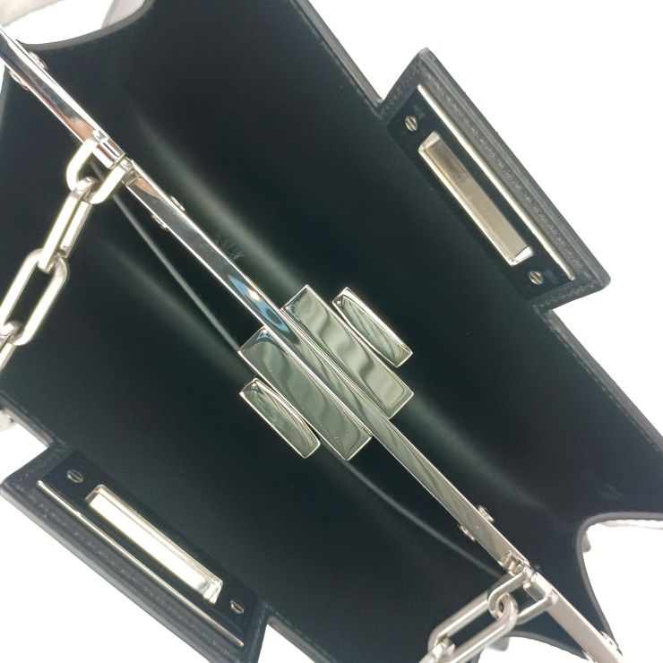 Fendi Shoulder Bag PEEK A BOO CUT Medium 8bn340 ANSC Black Leather Women Silver