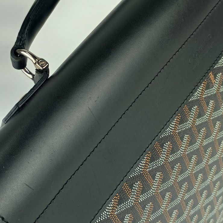 Goyard Business Bag Citadan PM - Black PVC Leather Unisex Silver Hardware