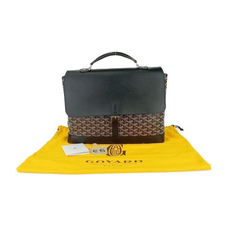 Goyard Business Bag Citadan PM - Black PVC Leather Unisex Silver Hardware