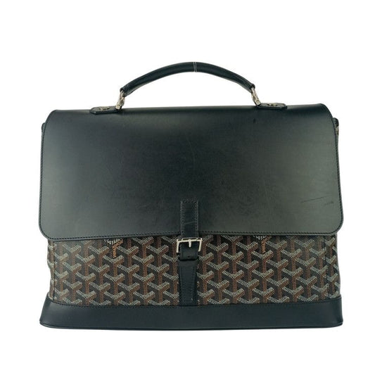 Goyard Business Bag Citadan PM - Black PVC Leather Unisex Silver Hardware