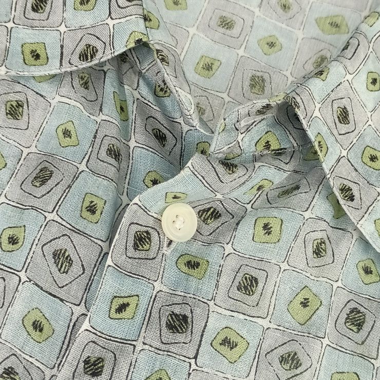 Hermes Tops Long Sleeve Shirt With Total Pattern - Gray Blue Green Multicolor