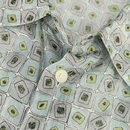 Hermes Tops Long Sleeve Shirt With Total Pattern - Gray Blue Green Multicolor