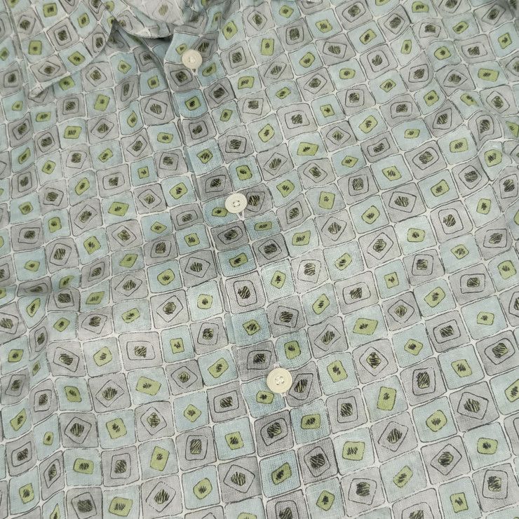 Hermes Tops Long Sleeve Shirt With Total Pattern - Gray Blue Green Multicolor