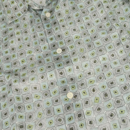 Hermes Tops Long Sleeve Shirt With Total Pattern - Gray Blue Green Multicolor