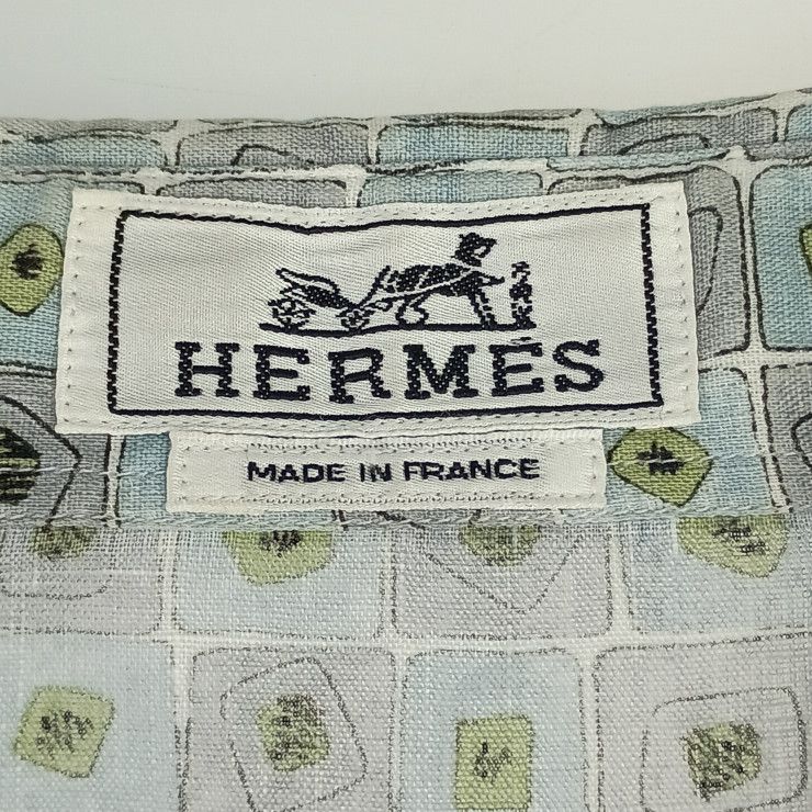 Hermes Tops Long Sleeve Shirt With Total Pattern - Gray Blue Green Multicolor