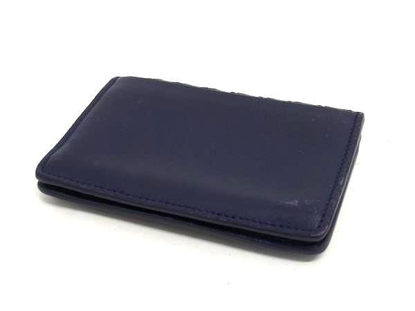 Bottega Veneta Business Card Holder Intrecciato Card Case 133945 Navy Leather