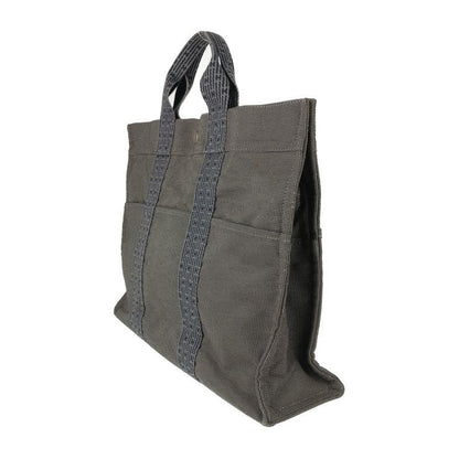 Hermes Tote Her Line Tote MM - Grey Silver Hardware Canvas Unisex Handbag