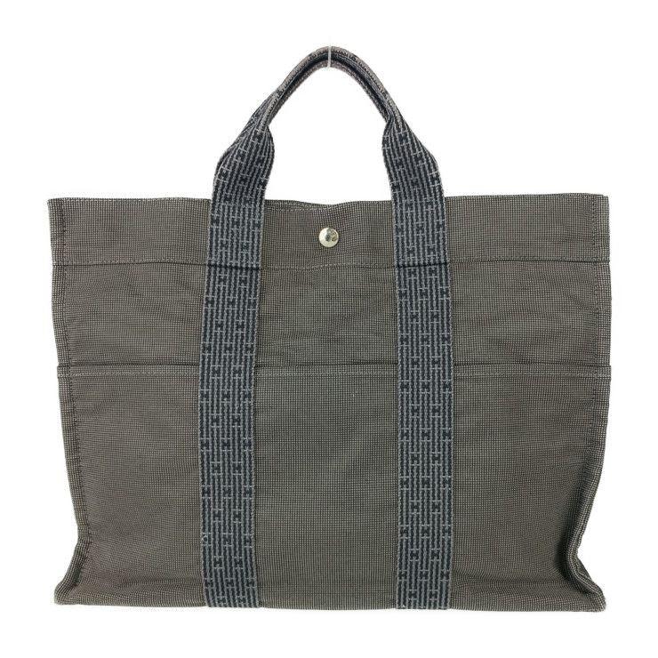Hermes Tote Her Line Tote MM - Grey Silver Hardware Canvas Unisex Handbag